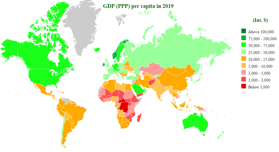 Countries By Gdp Ppp Per Capita 2019