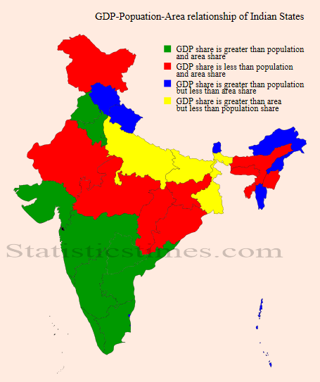 gdp popuation area of indian states