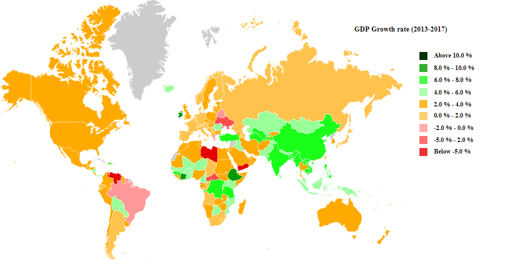 avg gdp growth rate map